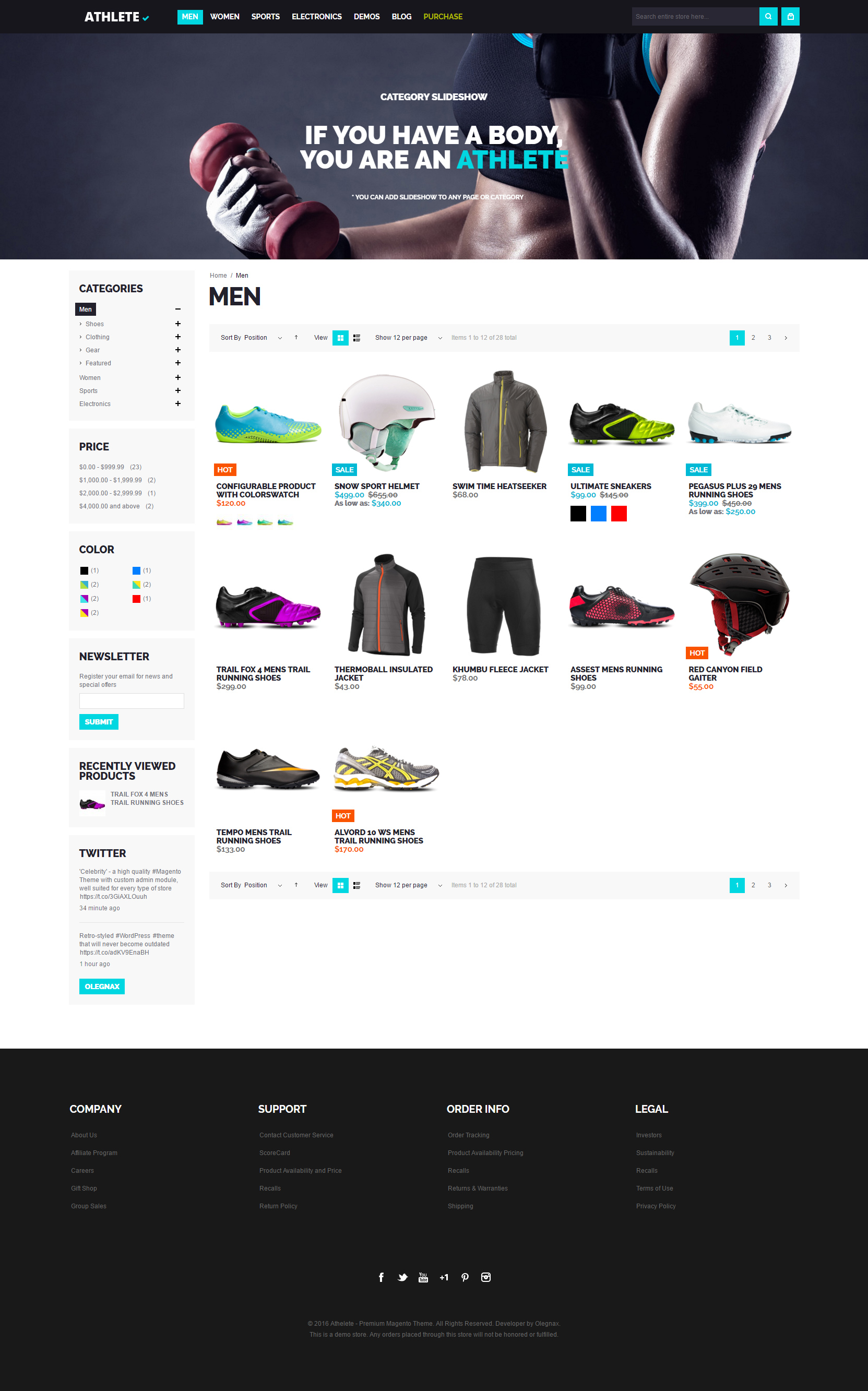 athlete magento theme men category