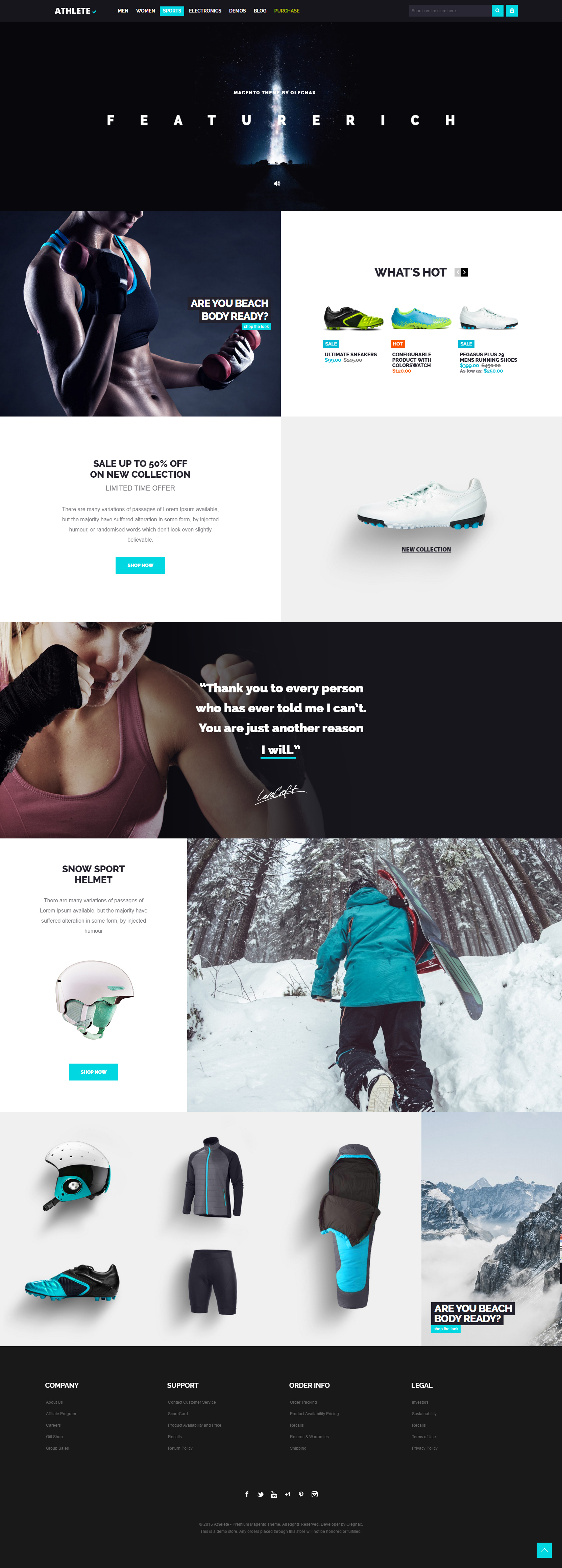 athlete magento theme sport category