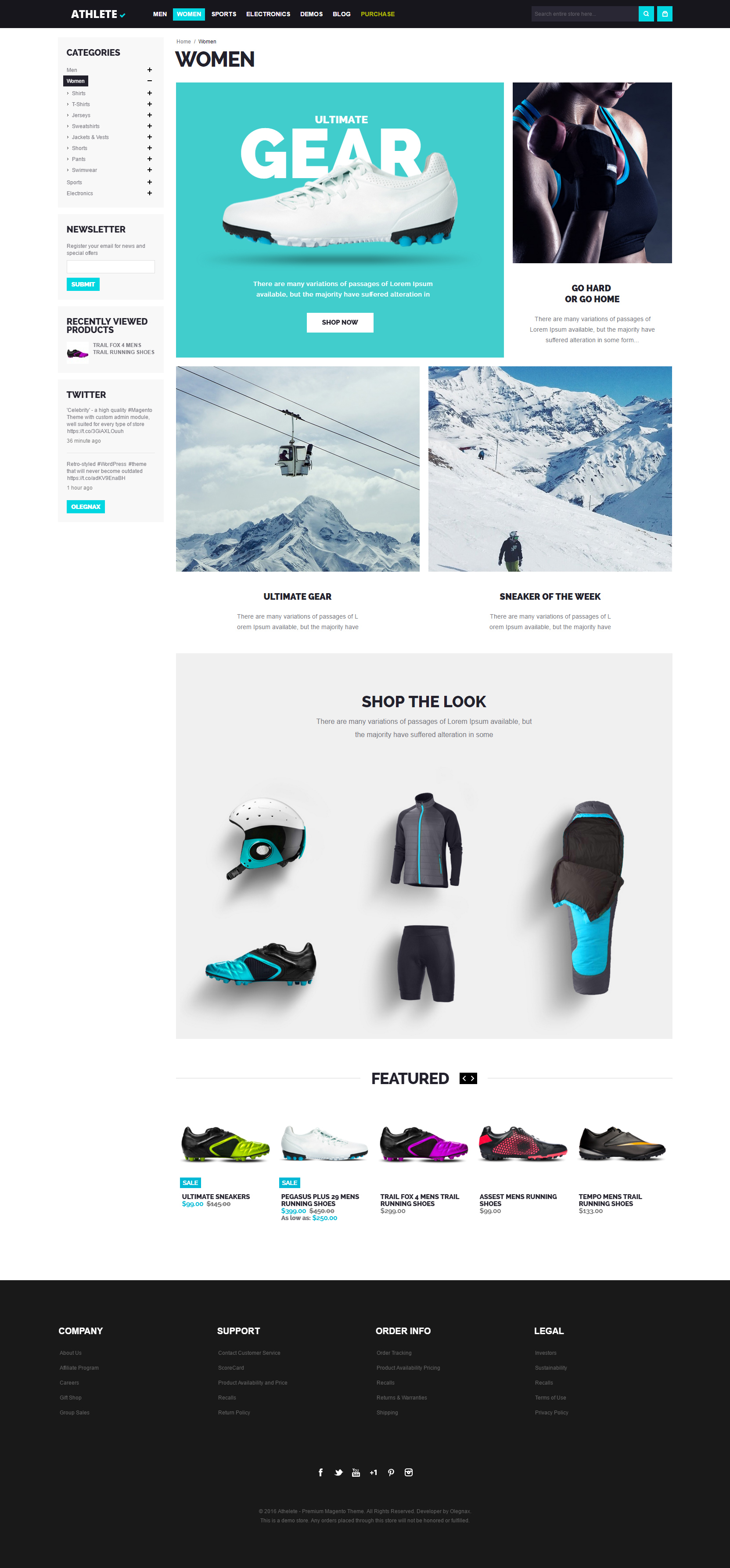 athlete magento theme women category