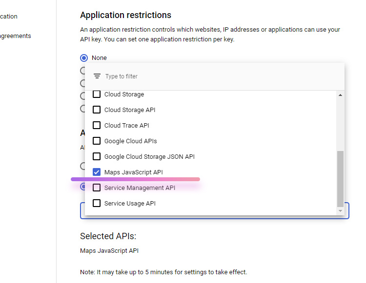 restrict google api key by application