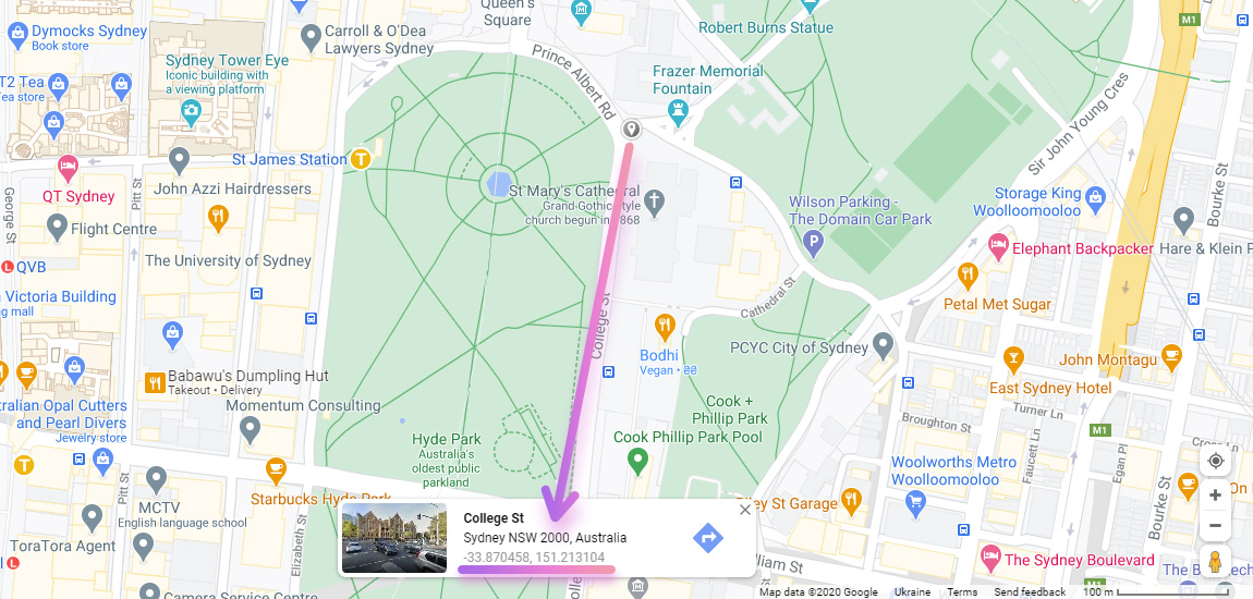 Popup with coordinates in google maps