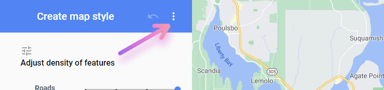 google map style wizard menu